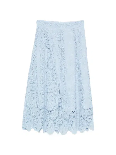 Paper Lace Lace Skirt In Blue