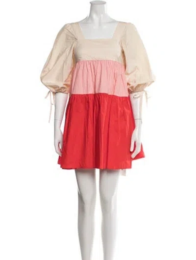 Pre-owned Paper London Colorblock Pattern Mini Dress In Red