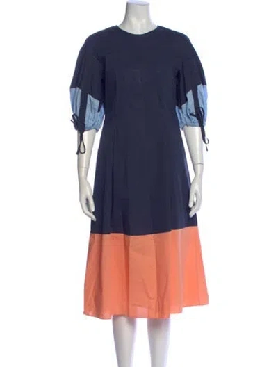 Pre-owned Paper London Crew Neck Midi Length Dress In Blue