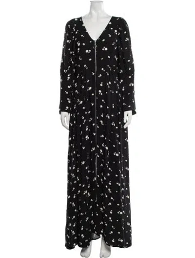 Pre-owned Paper London Floral Print Long Dress In Black
