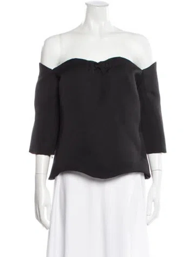 Pre-owned Paper London Off-the-shoulder Three-quarter Sleeve Top In Black