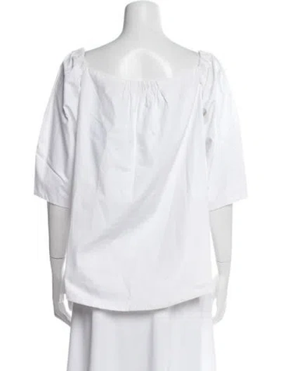 Pre-owned Paper London Off-the-shoulder Three-quarter Sleeve Top In White