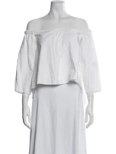 Pre-owned Paper London Off-the-shoulder Three-quarter Sleeve Top In White