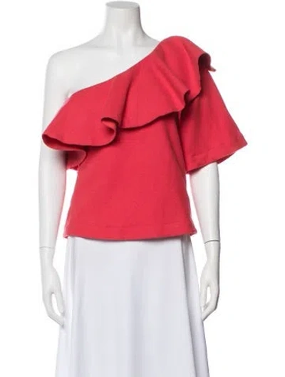 Pre-owned Paper London One-shoulder Short Sleeve Top In Red