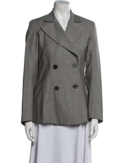 Pre-owned Paper London Plaid Print Blazer In Gray