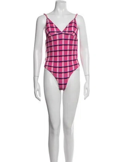 Pre-owned Paper London Plaid Print One-piece In Pink