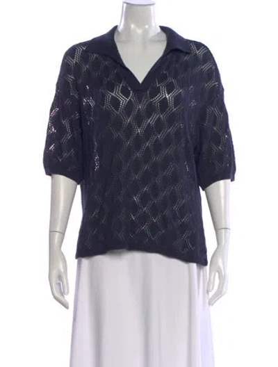 Pre-owned Paper London Plaid Print V-neck Sweater In Blue