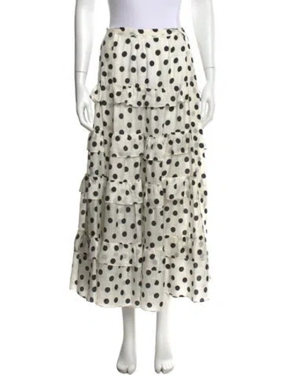 Pre-owned Paper London Polka Dot Print Midi Length Skirt In White