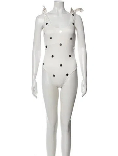 Pre-owned Paper London Polka Dot Print One-piece W/ Tags In White