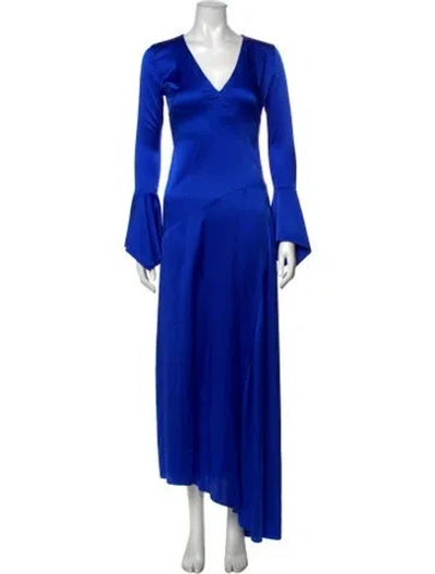 Pre-owned Paper London Silk Long Dress In Blue