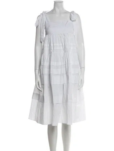 Pre-owned Paper London Square Neckline Midi Length Dress In White