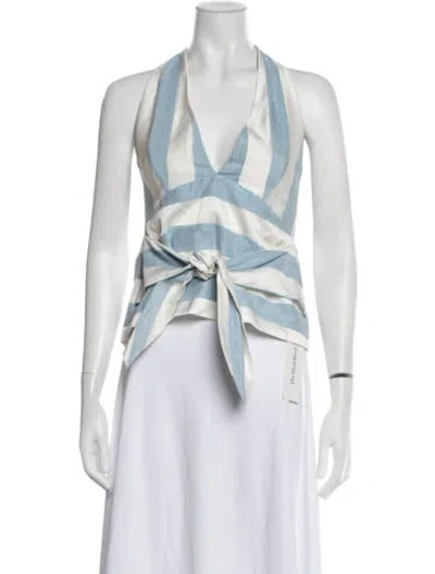 Pre-owned Paper London Striped Halterneck Top In White