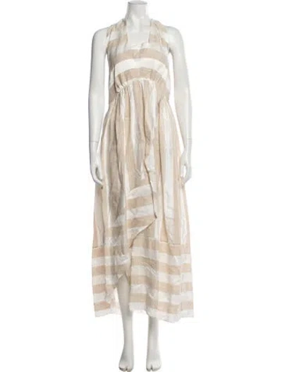 Pre-owned Paper London Striped Long Dress In Neutral