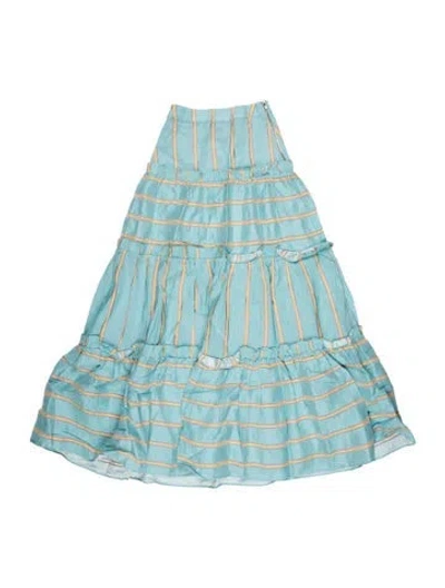 Pre-owned Paper London Striped Long Skirt In Blue