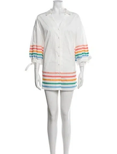 Pre-owned Paper London Striped Mini Dress In White