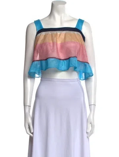 Pre-owned Paper London Striped Square Neckline Crop Top W/ Tags In Multi