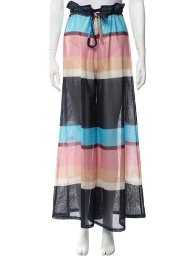 Pre-owned Paper London Striped Wide Leg Pants W/ Tags In Blue