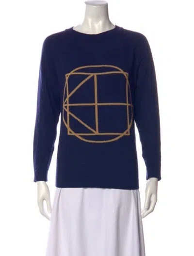 Pre-owned Paper London Virgin Wool Graphic Print Sweater In Blue