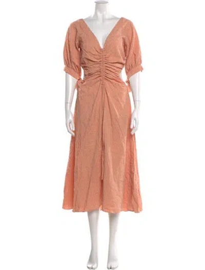Pre-owned Paper London V-neck Midi Length Dress In Pink