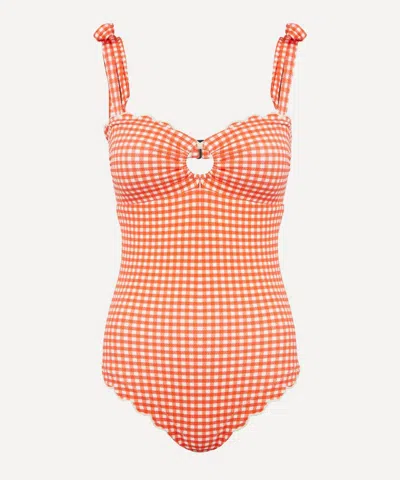 Paper London Women's Florentine Orange Check Swimsuit