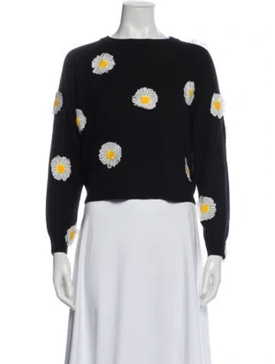Pre-owned Paper London Wool Floral Print Sweater In Black