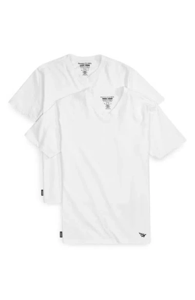 Paper Planes 2-pack Essential Stretch Cotton V-neck T-shirts In White