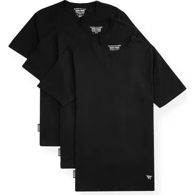 Paper Planes 3-pack Essential Stretch Cotton Crewneck T-shirt In Black