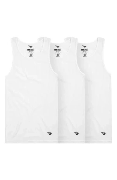 Paper Planes 3-pack Ribbed Cotton Tanks In White