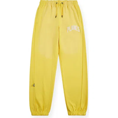 Paper Planes Arched Logo Cotton French Terry Sweatpants In Yellow