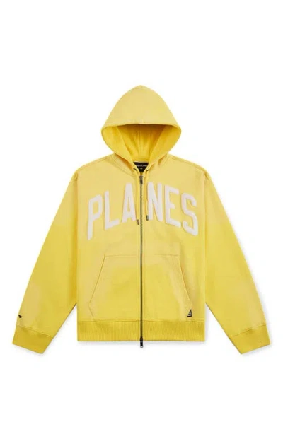 Paper Planes Arched Logo Zip Hoodie In Yellow