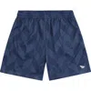 Paper Planes Chevron Mesh Drawstring Shorts In Blue