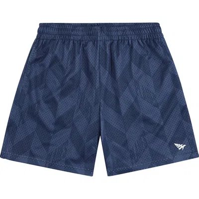Paper Planes Chevron Mesh Drawstring Shorts In Blue