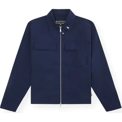 Paper Planes Cotton Blend Utility Jacket In Blue