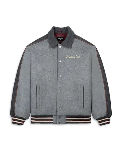 Paper Planes Dreamers Club Varsity Jacket In Gray
