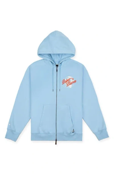 Paper Planes Dreams To Reality Graphic Front Zip Hoodie In Blue