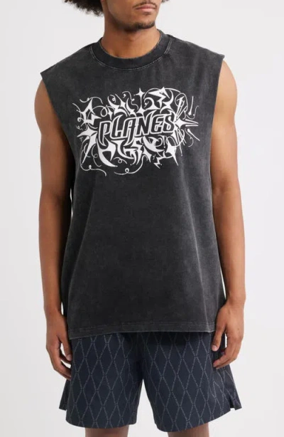 Paper Planes Graphic Muscle Tank In Gray