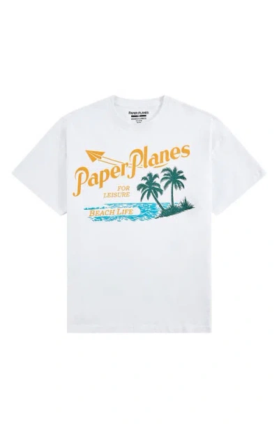 Paper Planes Leisure Beach Life Graphic T-shirt In White