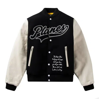 Paper Planes Men's Varsity Jacket In Black