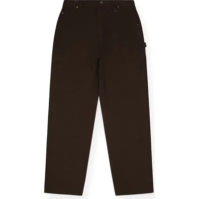 Paper Planes Script Logo Cotton Canvas Carpenter Pants In Brown