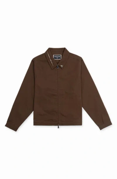 Paper Planes Script Logo Cotton Canvas Jacket In Brown