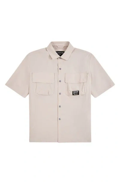 Paper Planes Utility Short Sleeve Button-up Shirt In Neutral