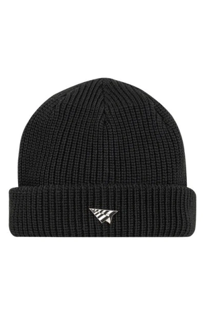 Paper Planes Wharfman Rib Beanie In Black