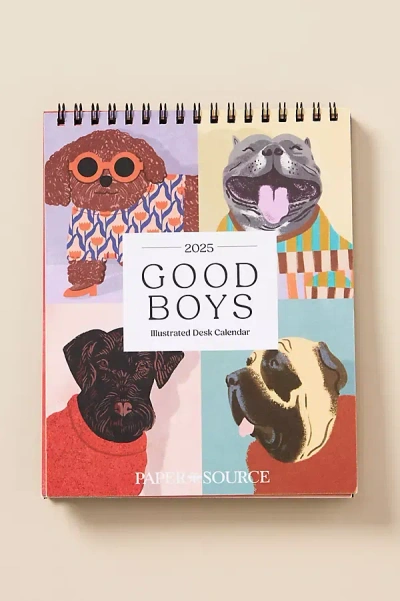 Paper Source Good Boys Dog 2025 Softcover Desk Calendar In Multi