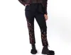 Paper Temples Kick Crop High Waist Pants In Copper Squiggle In Multi