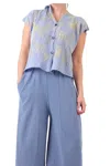 Paper Temples V-neckline Cardy Shirt In Capri Ombre Citrus In Multi