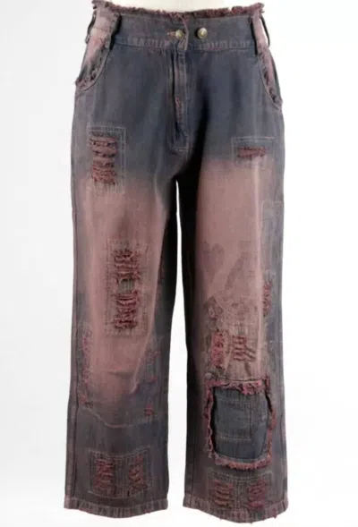 Paperlace Queen Of Hearts Distressed Jean In Black Multi