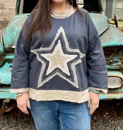 Paperlace So You Wanna Be A Star Top In Blue/grey/natural In Multi