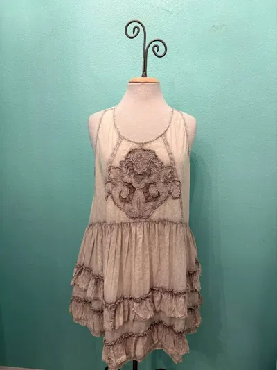 Paperlace Women's Crochet Embroidery Sleeveless Top In Tea Dye In Multi