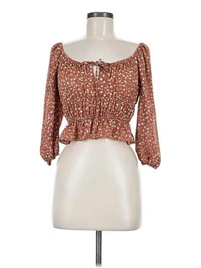 Pre-owned Papermoon 3/4 Sleeve Blouse In Brown