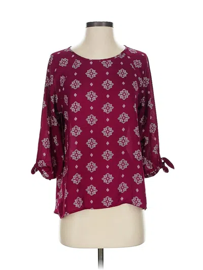 Pre-owned Papermoon 3/4 Sleeve Blouse In Burgundy